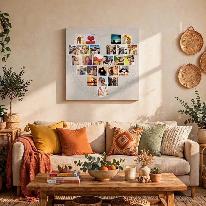 25 Fotoğraftan Kalpli Tablo görseli.