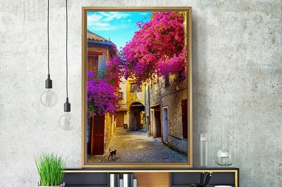 Erguvan ve Provence Sokakları Şehir Manzara Kanvas Tablo - PlusCanvas