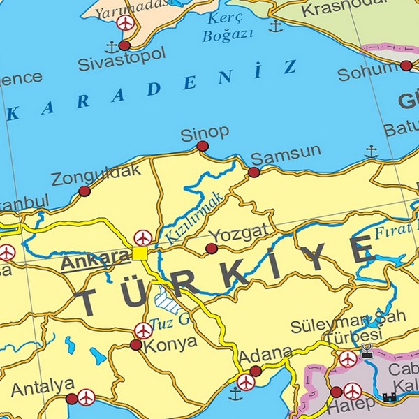 Türkiye haritası kanvas tablo modelleri - iller ve bölgeler - PlusCanvas