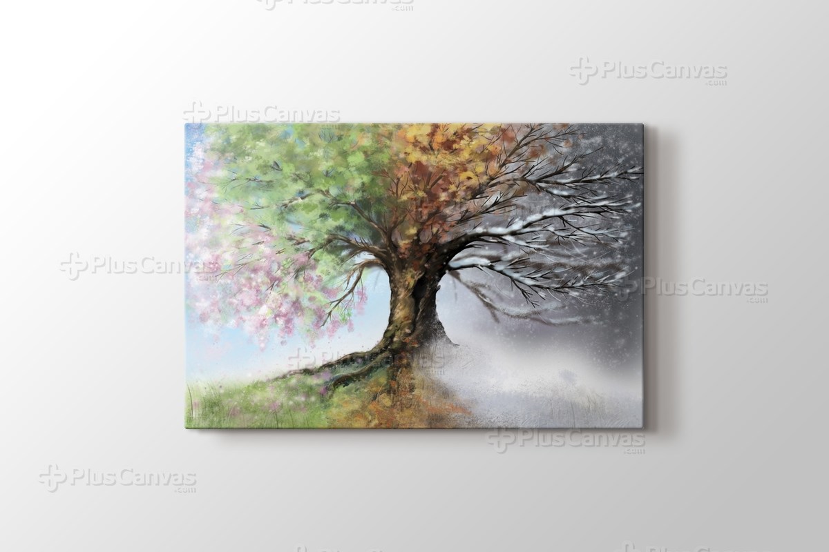 4 Mevsim Agac Sonbahar Ve Kis Kanvas Tablo Burada Pluscanvas