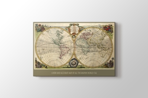 Eski Dünya Haritası 1762 görseli.