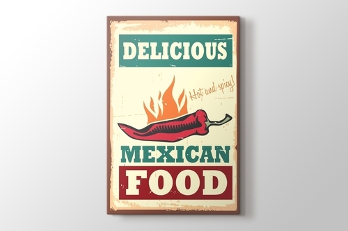 Vintage Meksika Yemekleri Afişi görseli.