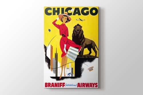 Chicago Vintage Havayolu Posteri görseli.