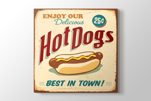 Vintage Hot Dog Afişi görseli.