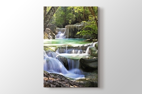 Beautiful Waterfall at Erawan National Park görseli.