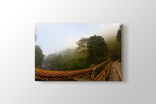 Ormanın üstüne Ahşap Köprü görseli.