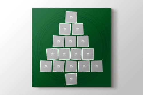 16 fotoğraftan yılbaşı ağacı yeşil kanvas tablo görseli.