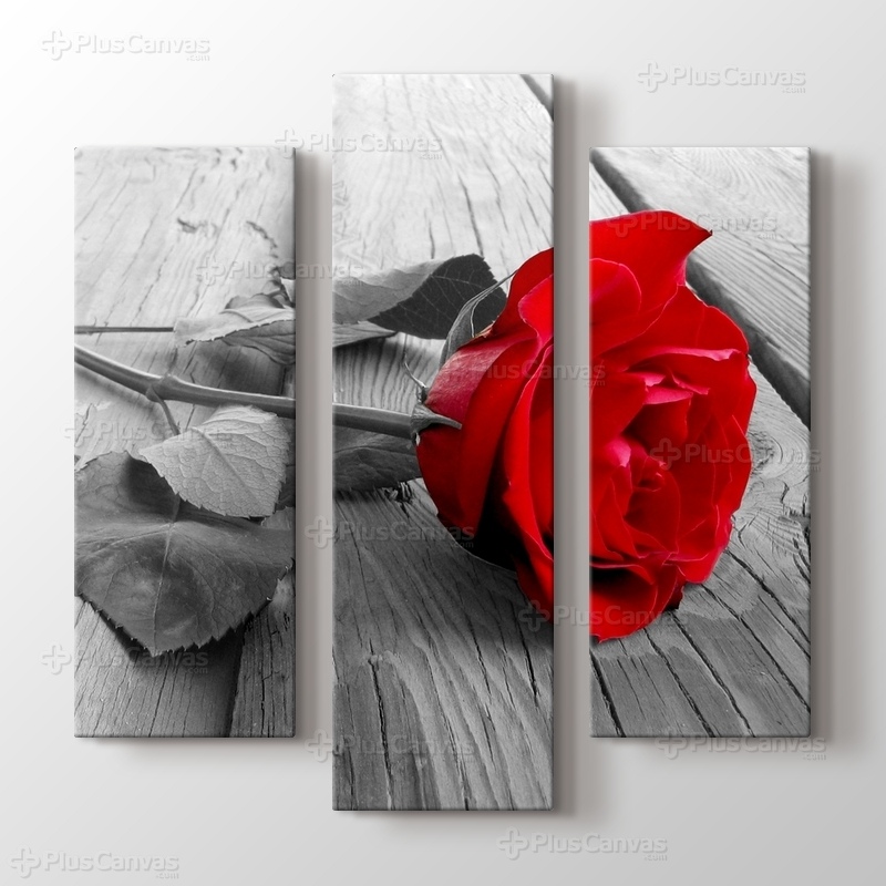 Red Rose on Wood görseli.