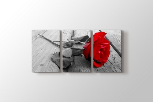 Red Rose on Wood görseli.