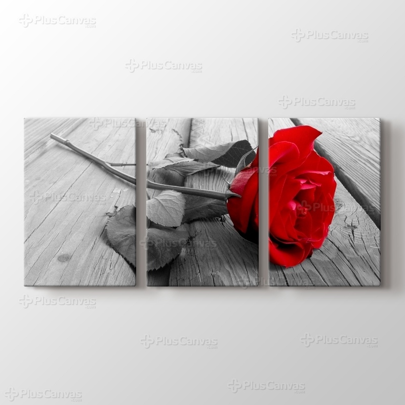 Red Rose on Wood görseli.