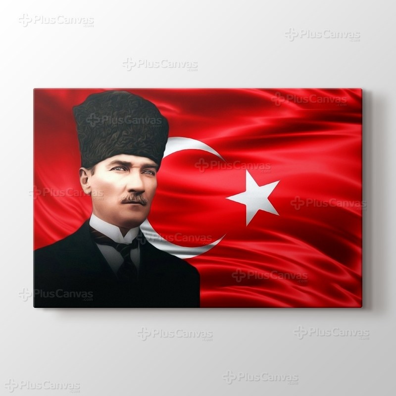 Mustafa Kemal Ataturk ve Bayrak görseli.