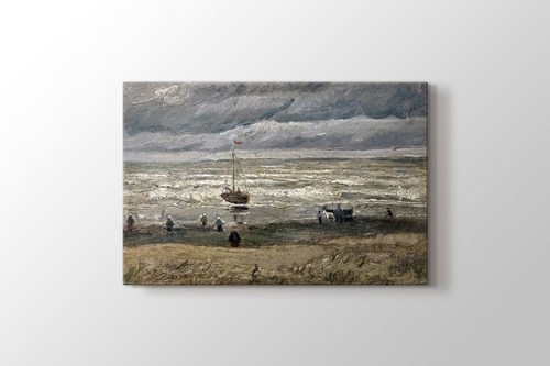 Beach at Scheveningen in Stormy Weather görseli.