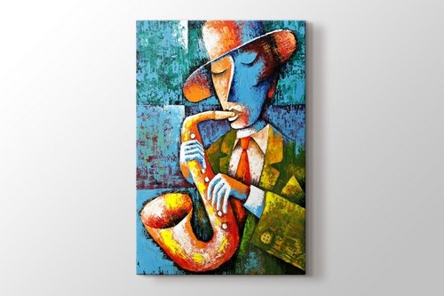 Saksafon sanatçısı Jazz görseli.