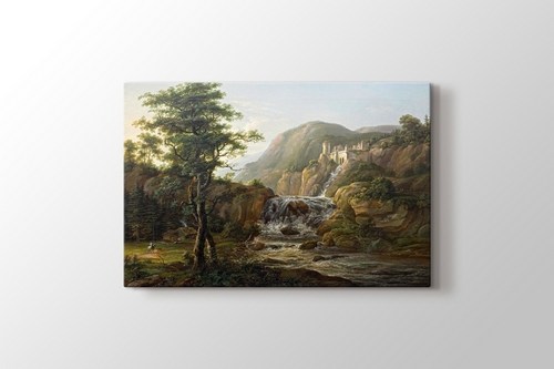 Gebirgslandschaft mit Wasserfall görseli.