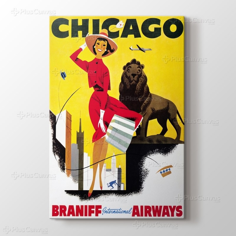Chicago Vintage Havayolu Posteri görseli.