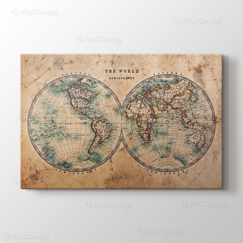 Eskitilmiş Dünya Haritası görseli.