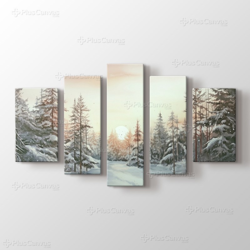 Çam Ormanı Suluboya Tablo görseli.