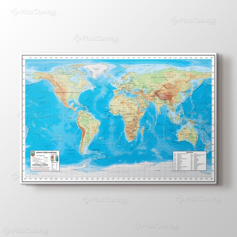Dünya Fiziki Haritası görseli.