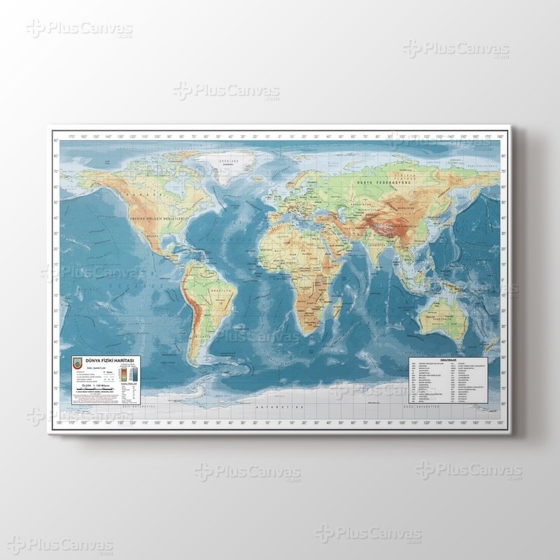 Dünya Fiziki Haritası görseli.