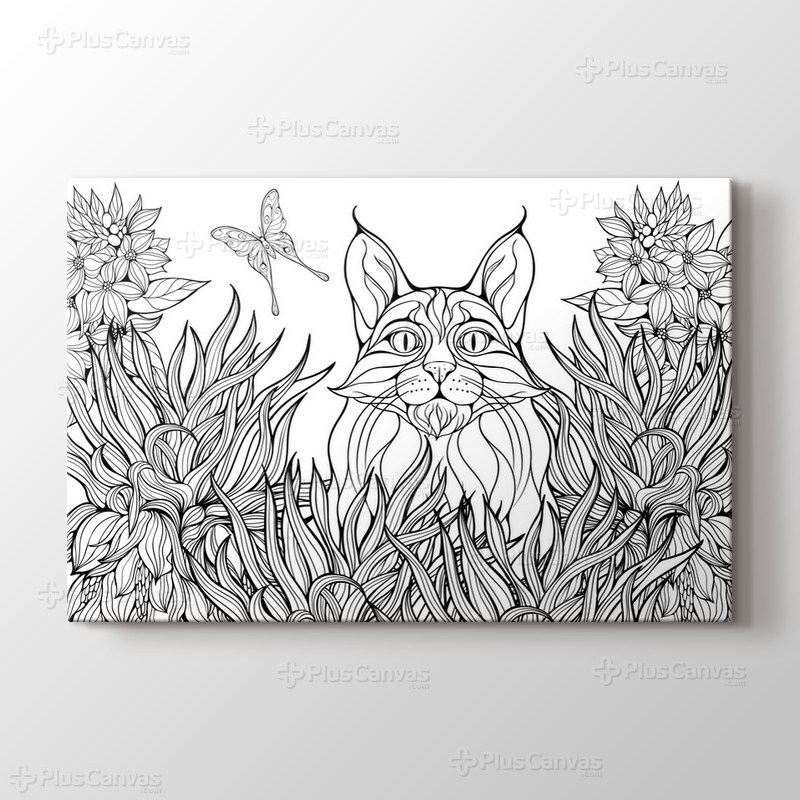 Kedi boyama tablo görseli.