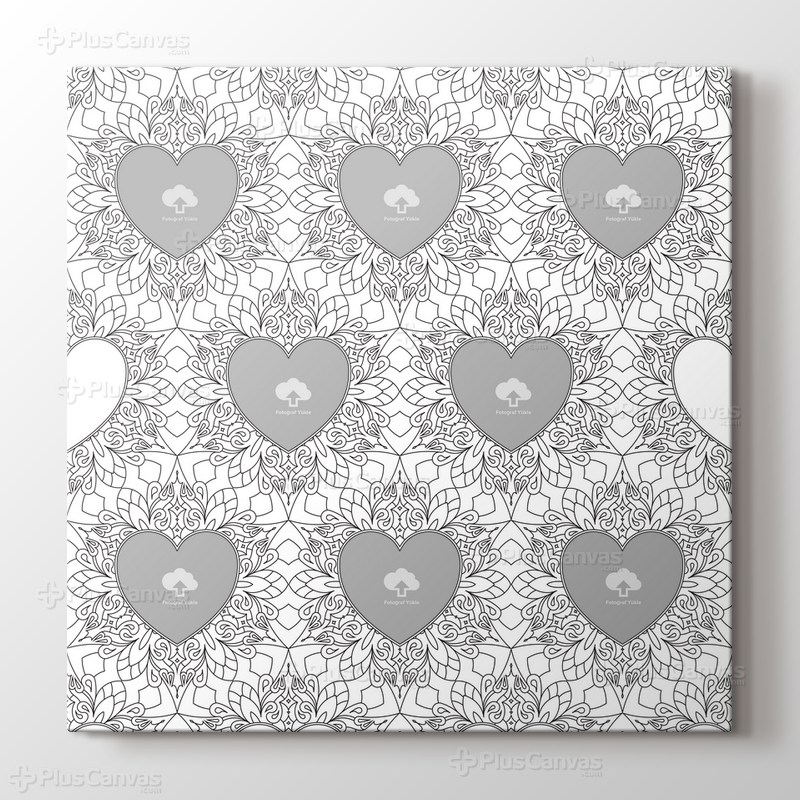 Sevgiline hediye 8 fotoğraftan kalpli boyama tablo görseli.