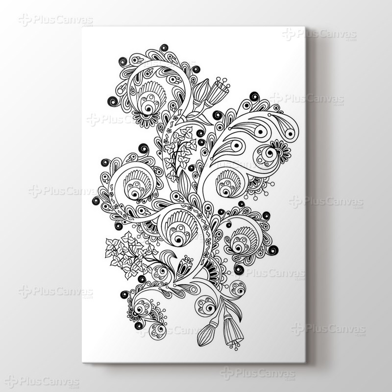 Çiçek dalları boyama tablo görseli.