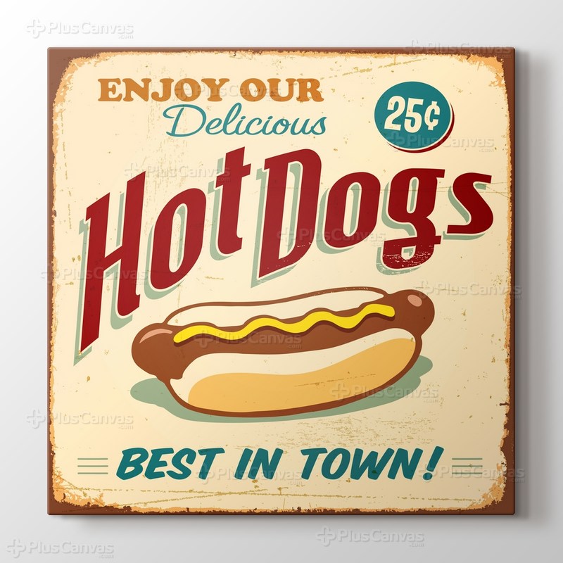 Vintage Hot Dog Afişi görseli.