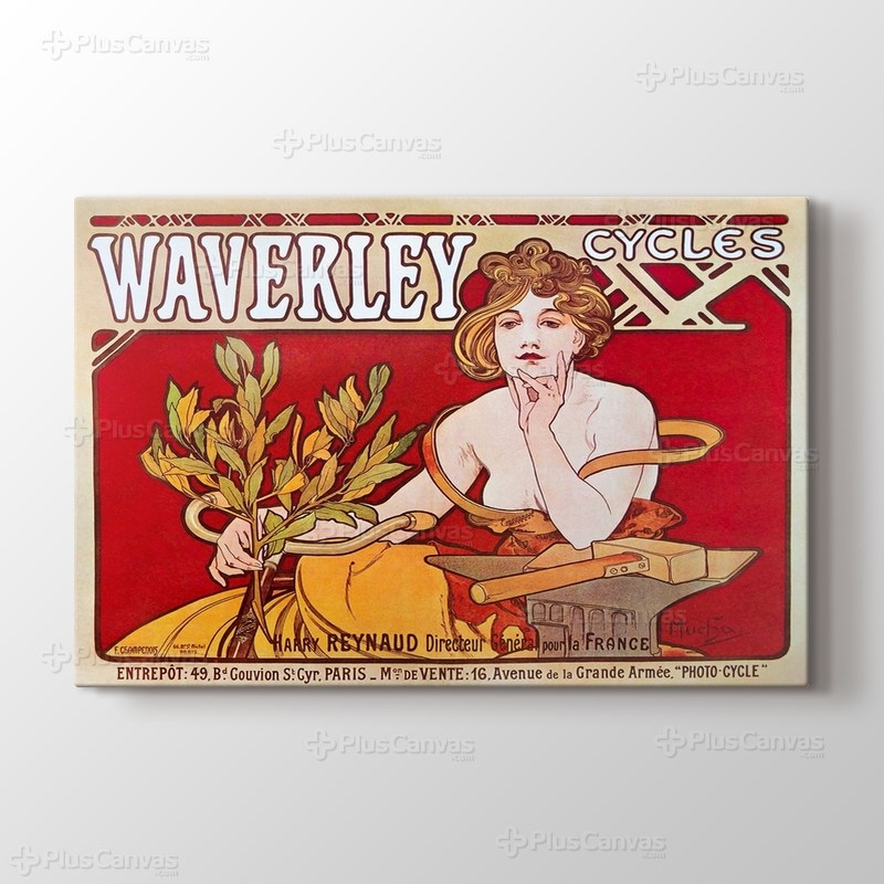 Cycles Waverley Paris - Alphonse Mucha görseli.