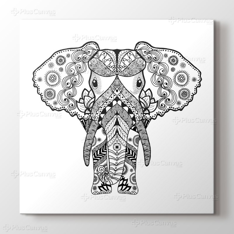 Büyük kulaklı fil boyama tablo görseli.