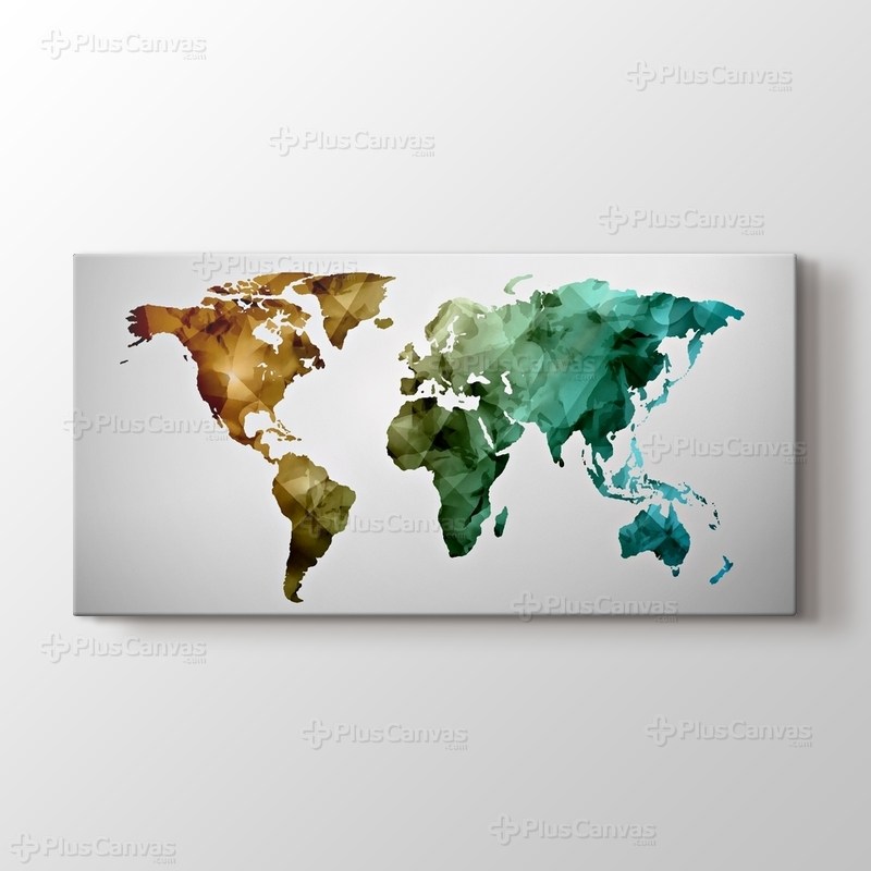 Renkli Poligonal Dünya Haritası görseli.