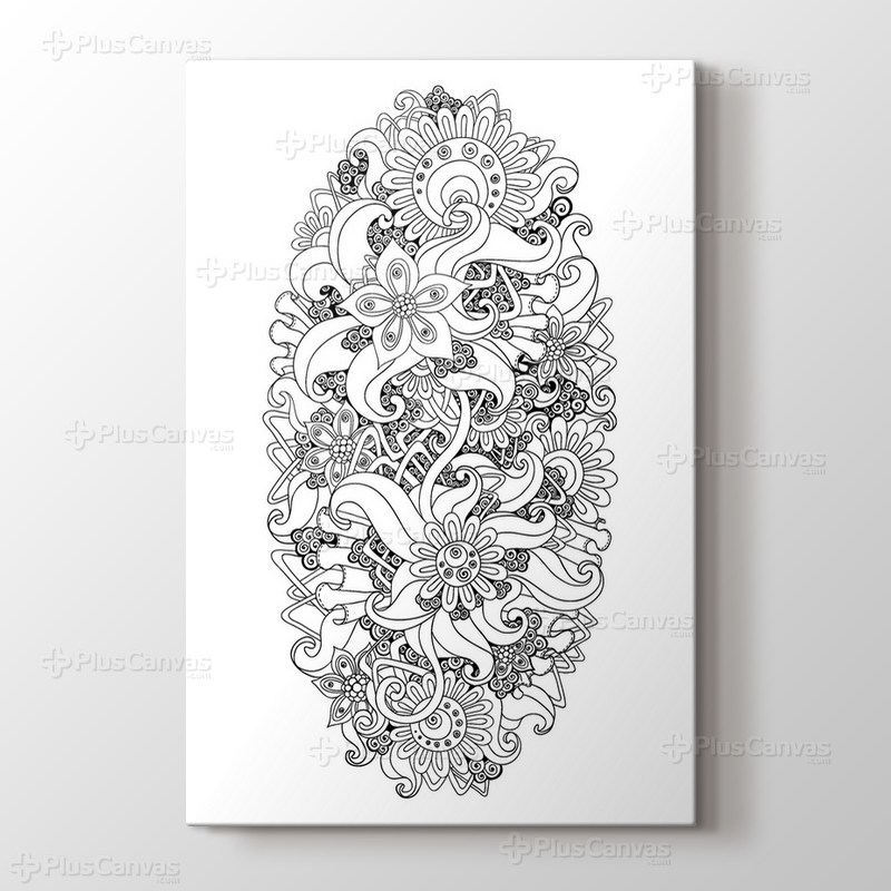 Çiçek desenli boyama tablo görseli.