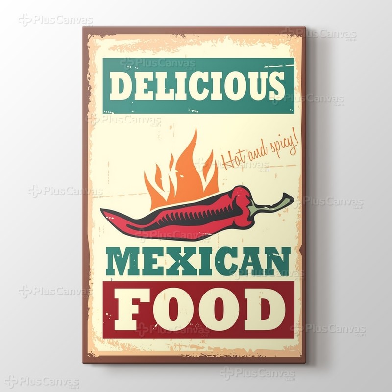 Vintage Meksika Yemekleri Afişi görseli.