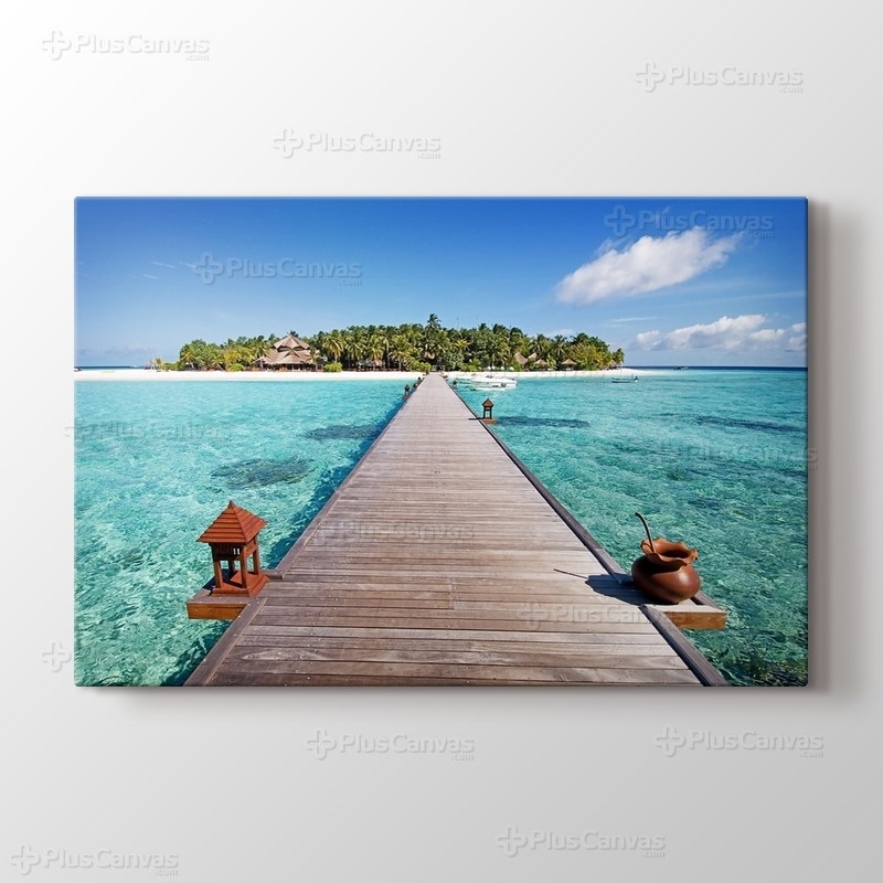 Maldives - Wooden Pathway görseli.