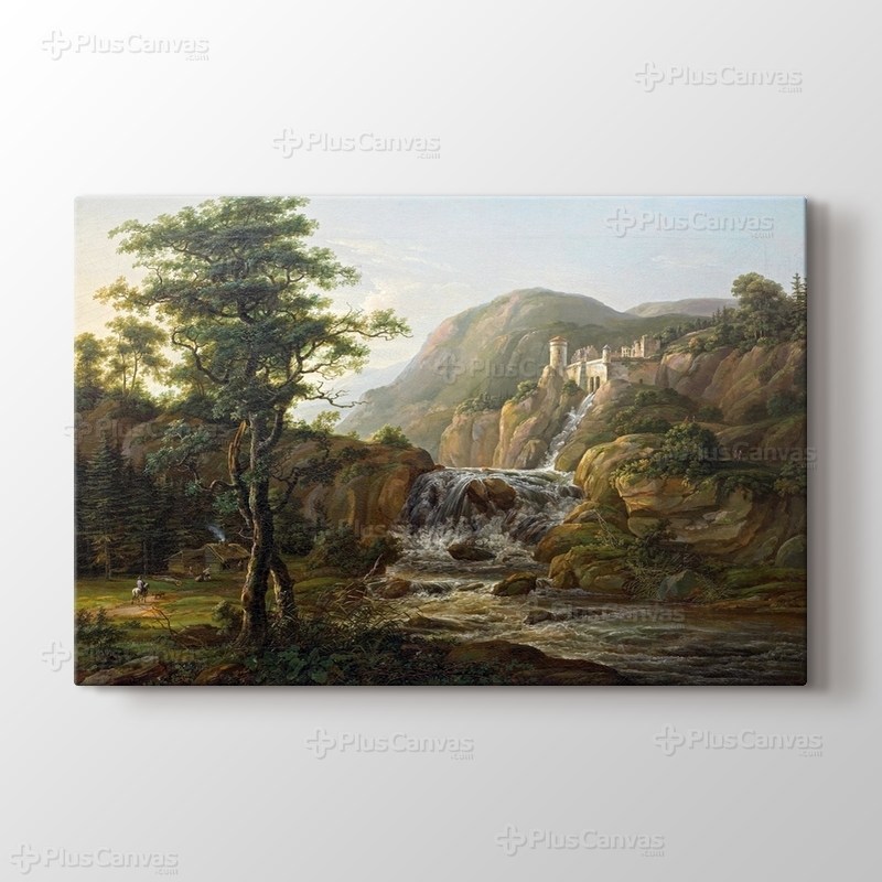 Gebirgslandschaft mit Wasserfall görseli.