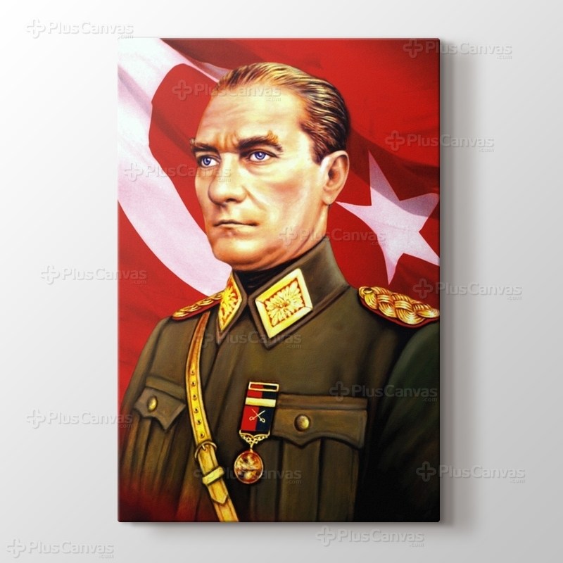 Atatürk ve Türk Bayrağı görseli.