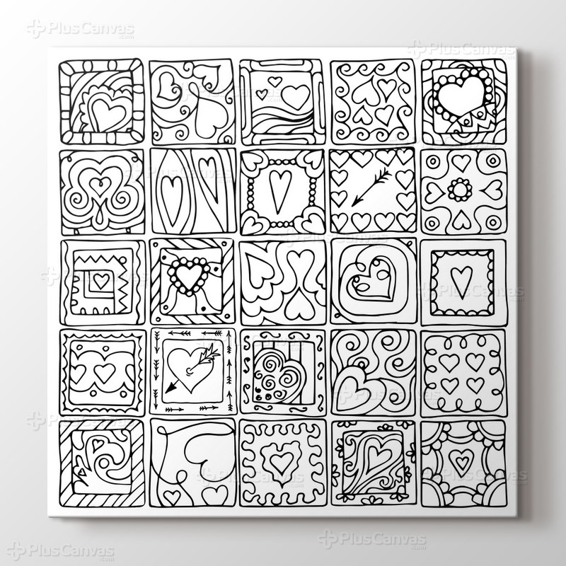 Kalp desenli boyama tablo görseli.