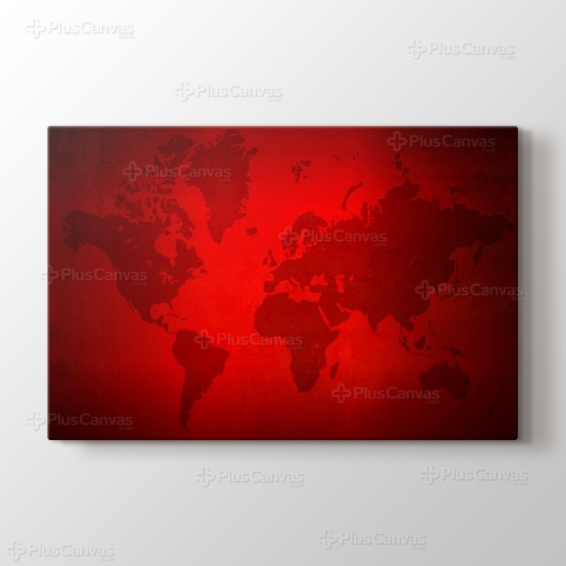 Kırmızı Silüet Dünya Haritası görseli.