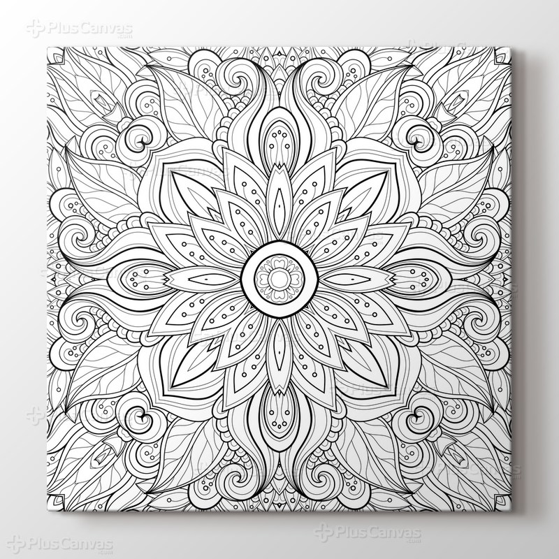 Çiçek desenli boyama tablo görseli.