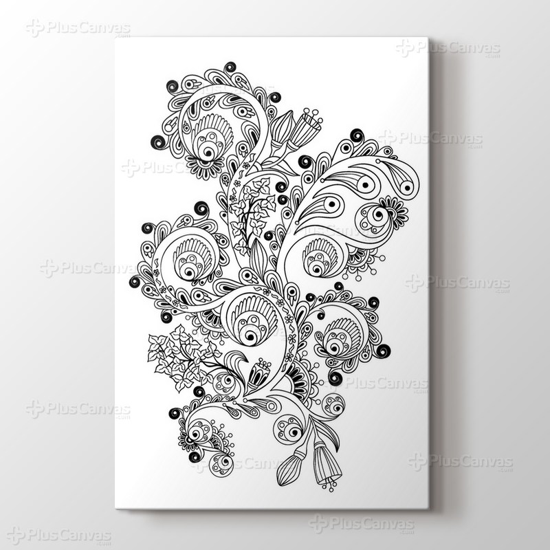 Çiçek dalları boyama tablo görseli.