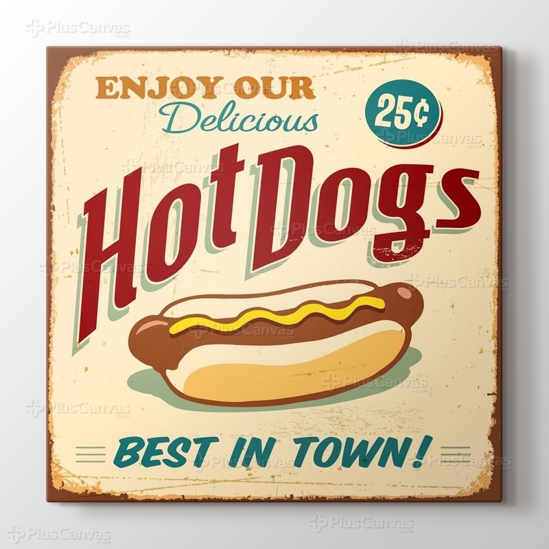 Vintage Hot Dog Afişi görseli.