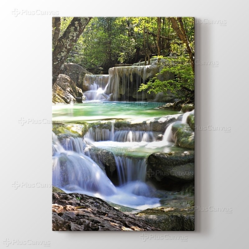 Beautiful Waterfall at Erawan National Park görseli.