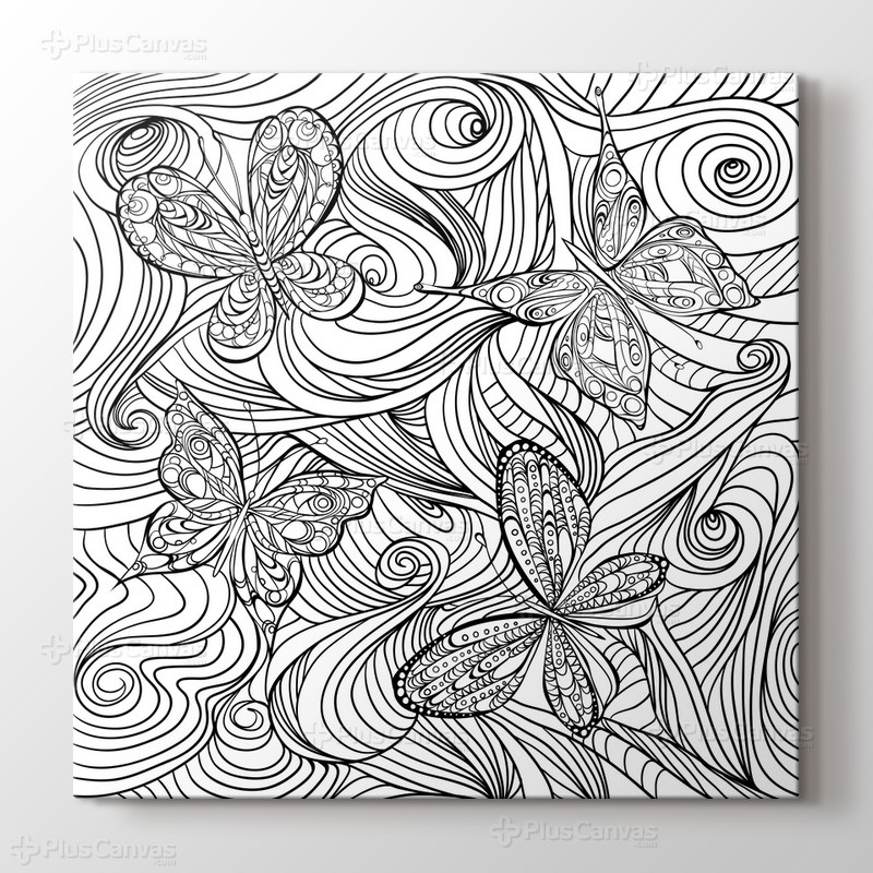 Soyut kelebekler boyama tablo görseli.