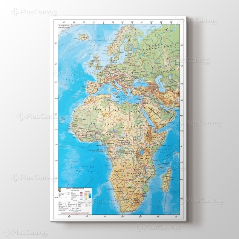 Afrika Avrupa Fiziki Haritası görseli.