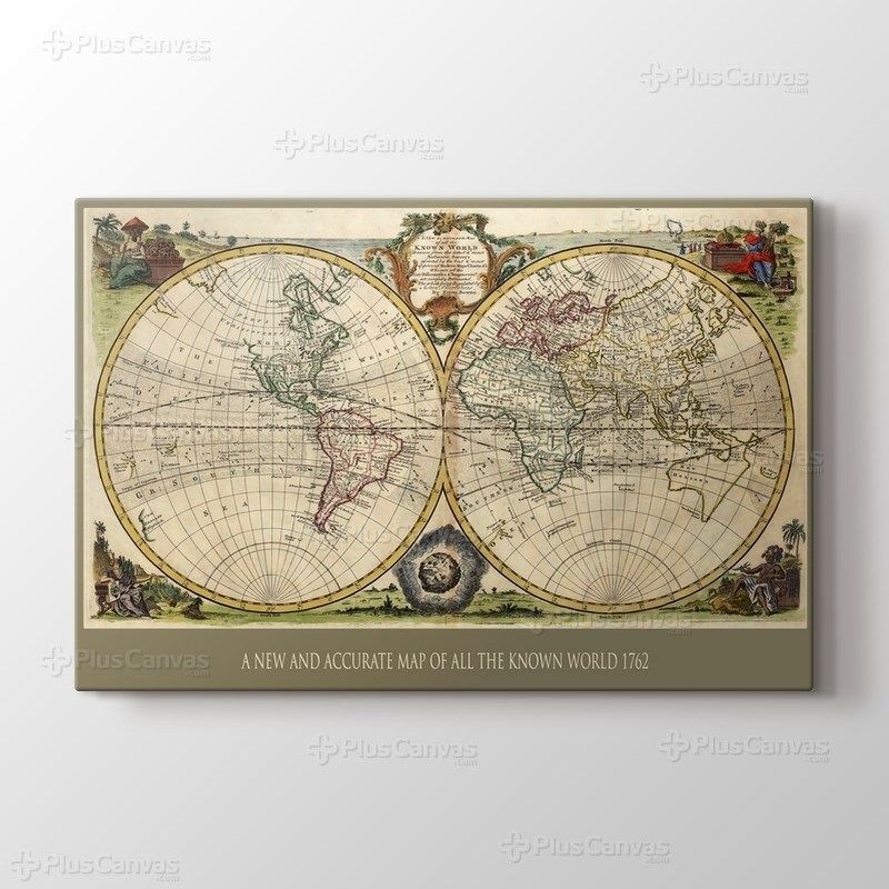 Eski Dünya Haritası 1762 görseli.