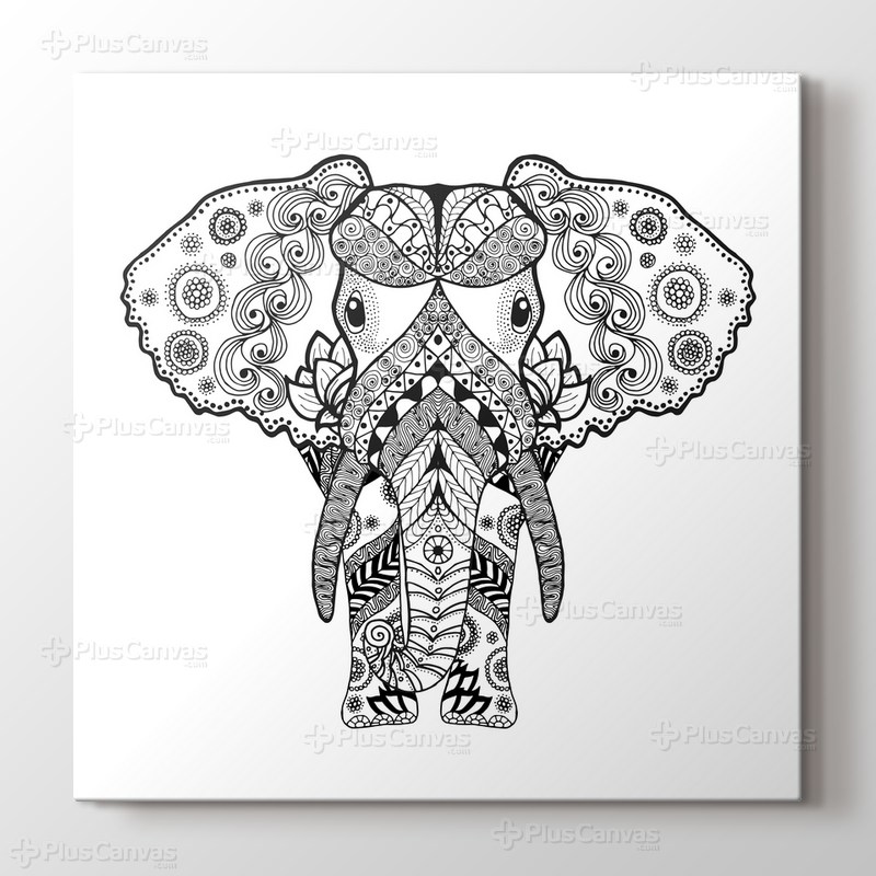 Büyük kulaklı fil boyama tablo görseli.