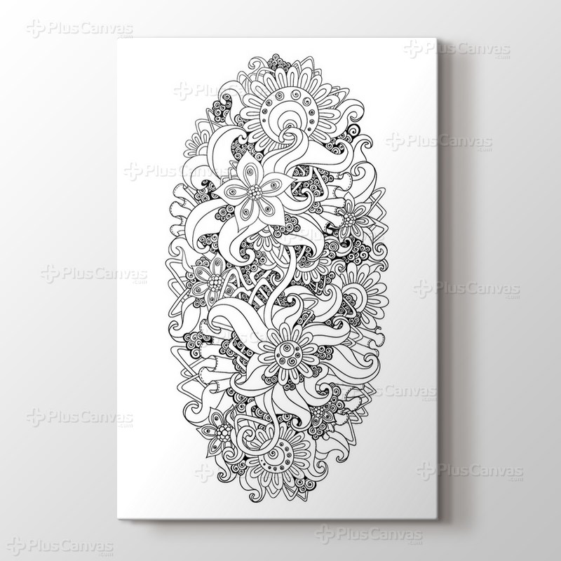 Çiçek desenli boyama tablo görseli.