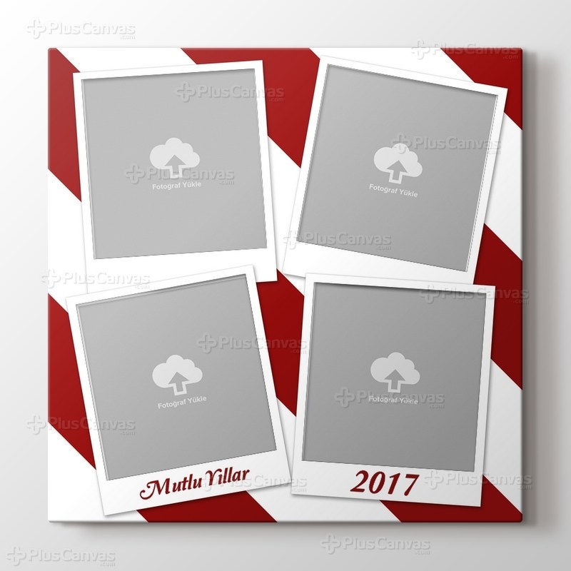 Yılbaşı hediyesi dörtlü kare kanvas tablo görseli.