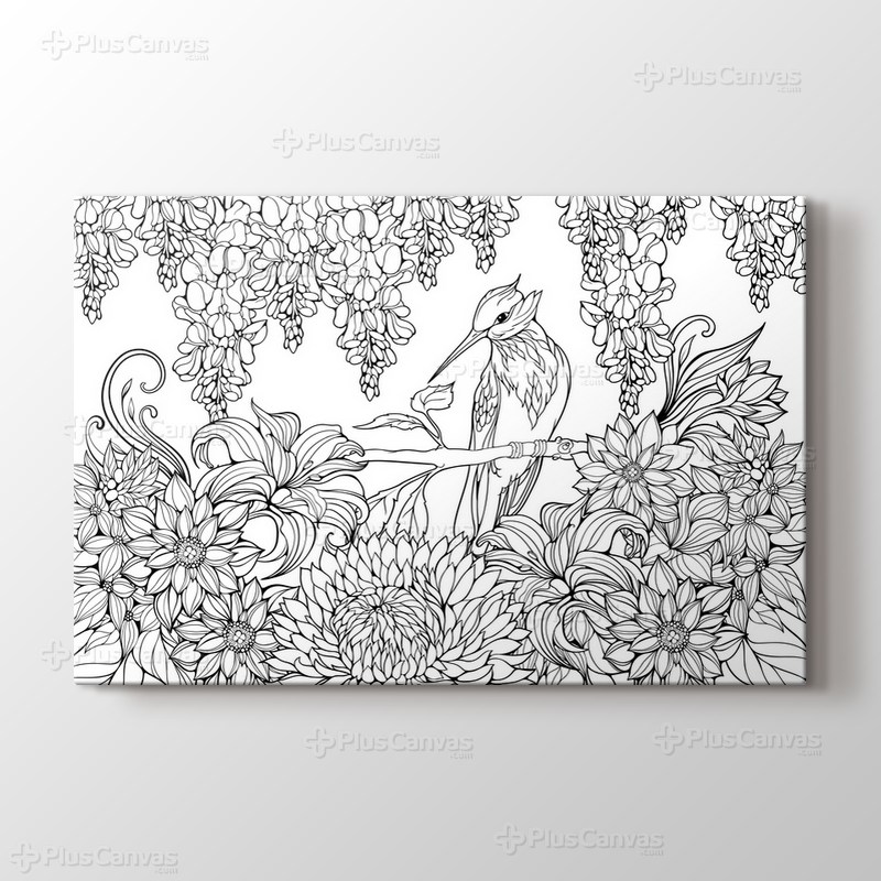 Sinek kuşu boyama tablo görseli.