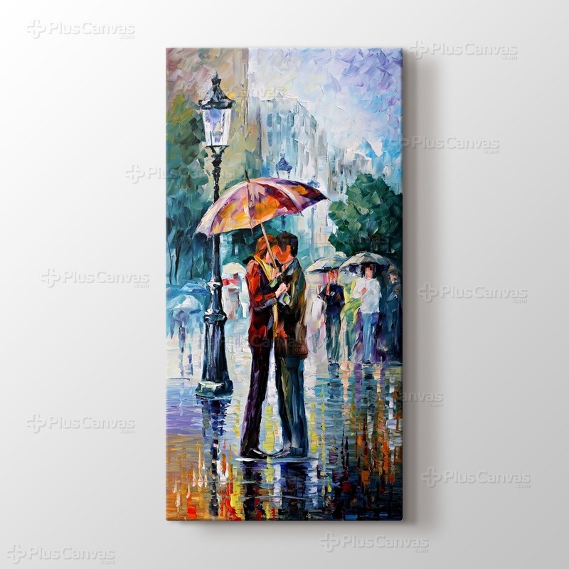 Şemsiye altı öpücük görseli.