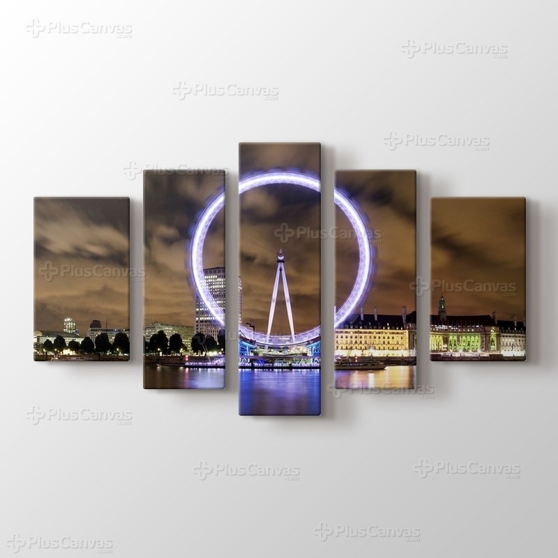 Wide Panorama of London Eye and River Thames görseli.